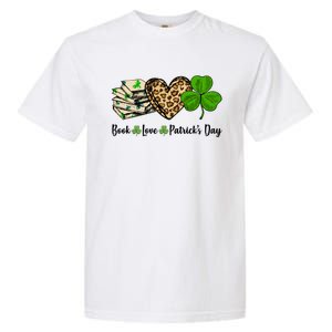 Book Love Shamrock Leopard Heart Book Lover St Patrick's Day Gift Garment-Dyed Heavyweight T-Shirt