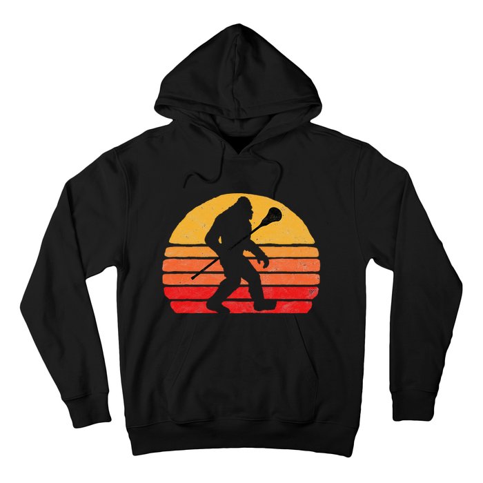 Bigfoot Lacrosse Stick Vintage Surf Sun Funny Lax Hoodie