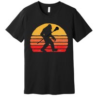 Bigfoot Lacrosse Stick Vintage Surf Sun Funny Lax Premium T-Shirt