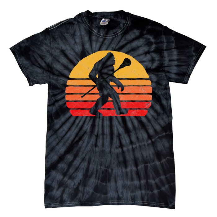 Bigfoot Lacrosse Stick Vintage Surf Sun Funny Lax Tie-Dye T-Shirt