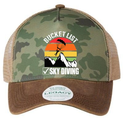 Bucket List Sky Diving Vintage Skydiver Skydiving Parachute Legacy Tie Dye Trucker Hat