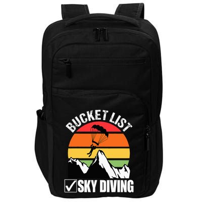 Bucket List Sky Diving Vintage Skydiver Skydiving Parachute Impact Tech Backpack