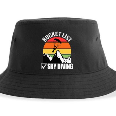 Bucket List Sky Diving Vintage Skydiver Skydiving Parachute Sustainable Bucket Hat