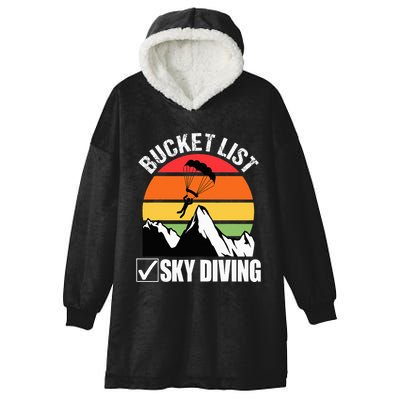 Bucket List Sky Diving Vintage Skydiver Skydiving Parachute Hooded Wearable Blanket
