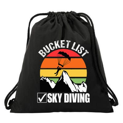 Bucket List Sky Diving Vintage Skydiver Skydiving Parachute Drawstring Bag