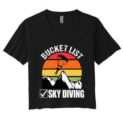 Bucket List Sky Diving Vintage Skydiver Skydiving Parachute Crop Top