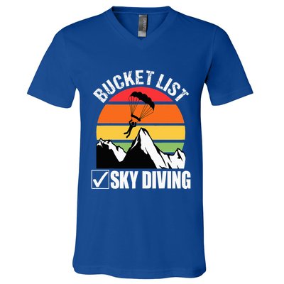 Bucket List Sky Diving Vintage Skydiver Skydiving Parachute V-Neck T-Shirt
