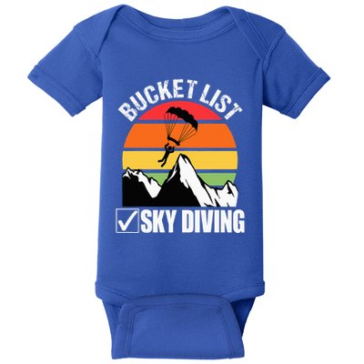 Bucket List Sky Diving Vintage Skydiver Skydiving Parachute Baby Bodysuit