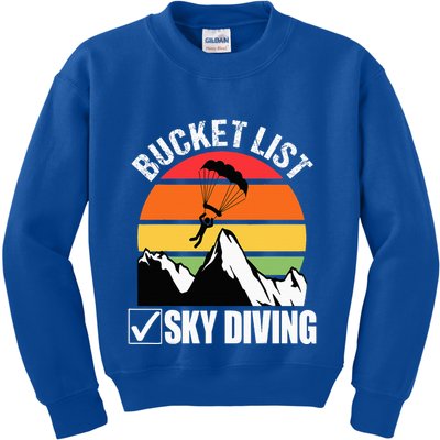 Bucket List Sky Diving Vintage Skydiver Skydiving Parachute Kids Sweatshirt