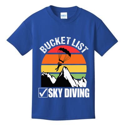 Bucket List Sky Diving Vintage Skydiver Skydiving Parachute Kids T-Shirt