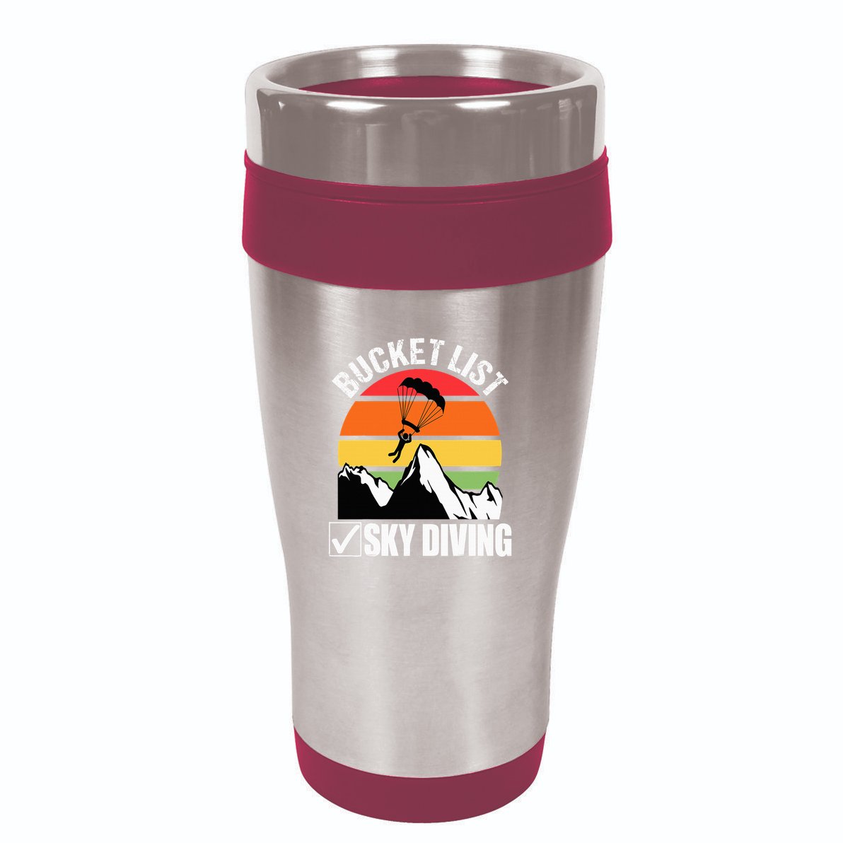 Bucket List Sky Diving Vintage Skydiver Skydiving Parachute 16oz Travel Tumbler