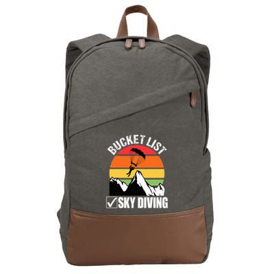Bucket List Sky Diving Vintage Skydiver Skydiving Parachute Cotton Canvas Backpack
