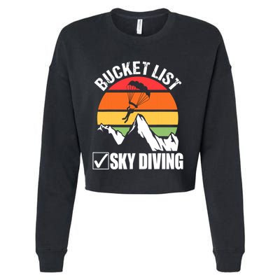 Bucket List Sky Diving Vintage Skydiver Skydiving Parachute Cropped Pullover Crew