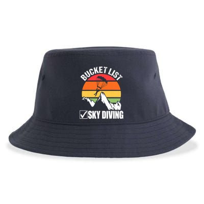 Bucket List Sky Diving Vintage Skydiver Skydiving Parachute Sustainable Bucket Hat
