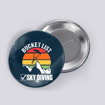 Bucket List Sky Diving Vintage Skydiver Skydiving Parachute Button