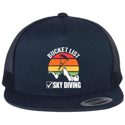 Bucket List Sky Diving Vintage Skydiver Skydiving Parachute Flatbill Hat