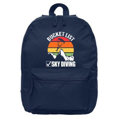 Bucket List Sky Diving Vintage Skydiver Skydiving Parachute 16 in Basic Backpack