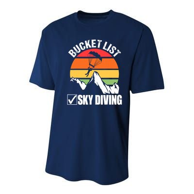 Bucket List Sky Diving Vintage Skydiver Skydiving Parachute Youth Performance Sprint T-Shirt