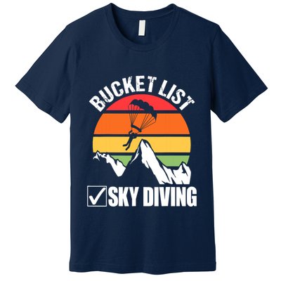 Bucket List Sky Diving Vintage Skydiver Skydiving Parachute Premium T-Shirt