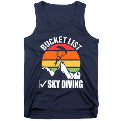 Bucket List Sky Diving Vintage Skydiver Skydiving Parachute Tank Top