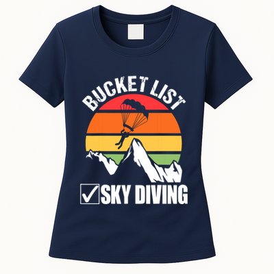 Bucket List Sky Diving Vintage Skydiver Skydiving Parachute Womens T-Shirt