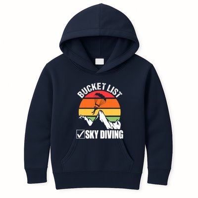 Bucket List Sky Diving Vintage Skydiver Skydiving Parachute Kids Hoodie