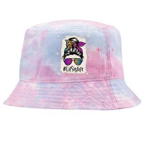 Bleached Lil Sis life Messy Bun Rainbow Leopard Mother's Day Tie-Dyed Bucket Hat