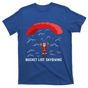 Bucket List Skydiving Skydiver Santa Skydive Christmas Cool Gift T-Shirt