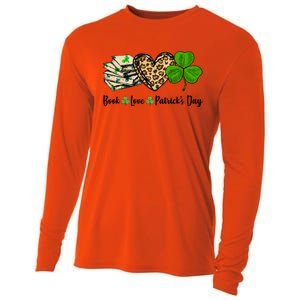 Book Love Shamrock Leopard Heart Book Lover St Patrick's Day Gift Cooling Performance Long Sleeve Crew