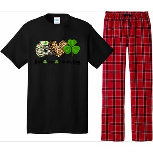 Book Love Shamrock Leopard Heart Book Lover St Patrick's Day Gift Pajama Set