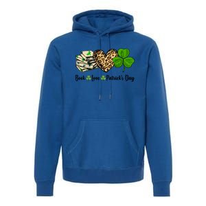 Book Love Shamrock Leopard Heart Book Lover St Patrick's Day Gift Premium Hoodie