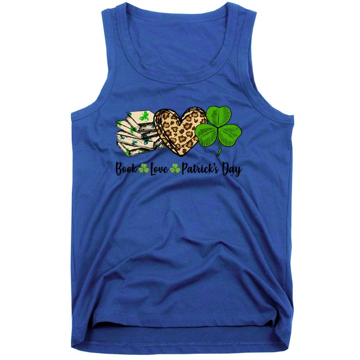 Book Love Shamrock Leopard Heart Book Lover St Patrick's Day Gift Tank Top