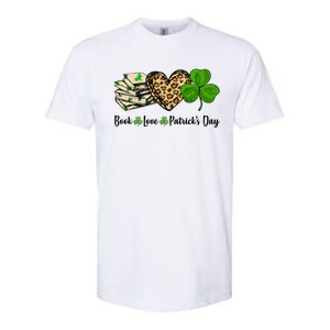 Book Love Shamrock Leopard Heart Book Lover St Patrick's Day Gift Softstyle CVC T-Shirt