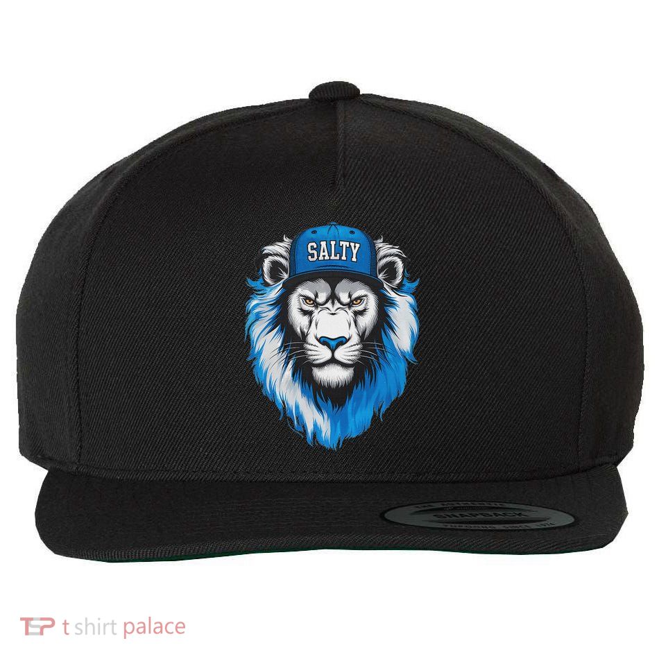 Blue Lions Salty Wearing Hat Salty Cool Lions Strong Lions. Wool Snapback Cap