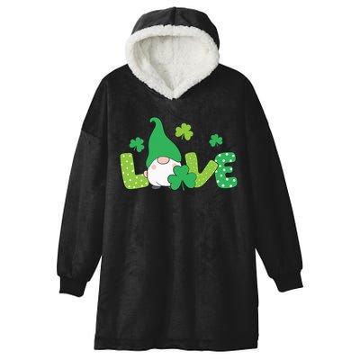 Bleached LOVE St Patricks Day Gnomes Shamrock Hooded Wearable Blanket