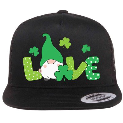 Bleached LOVE St Patricks Day Gnomes Shamrock Flatbill Hat
