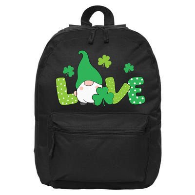 Bleached LOVE St Patricks Day Gnomes Shamrock 16 in Basic Backpack