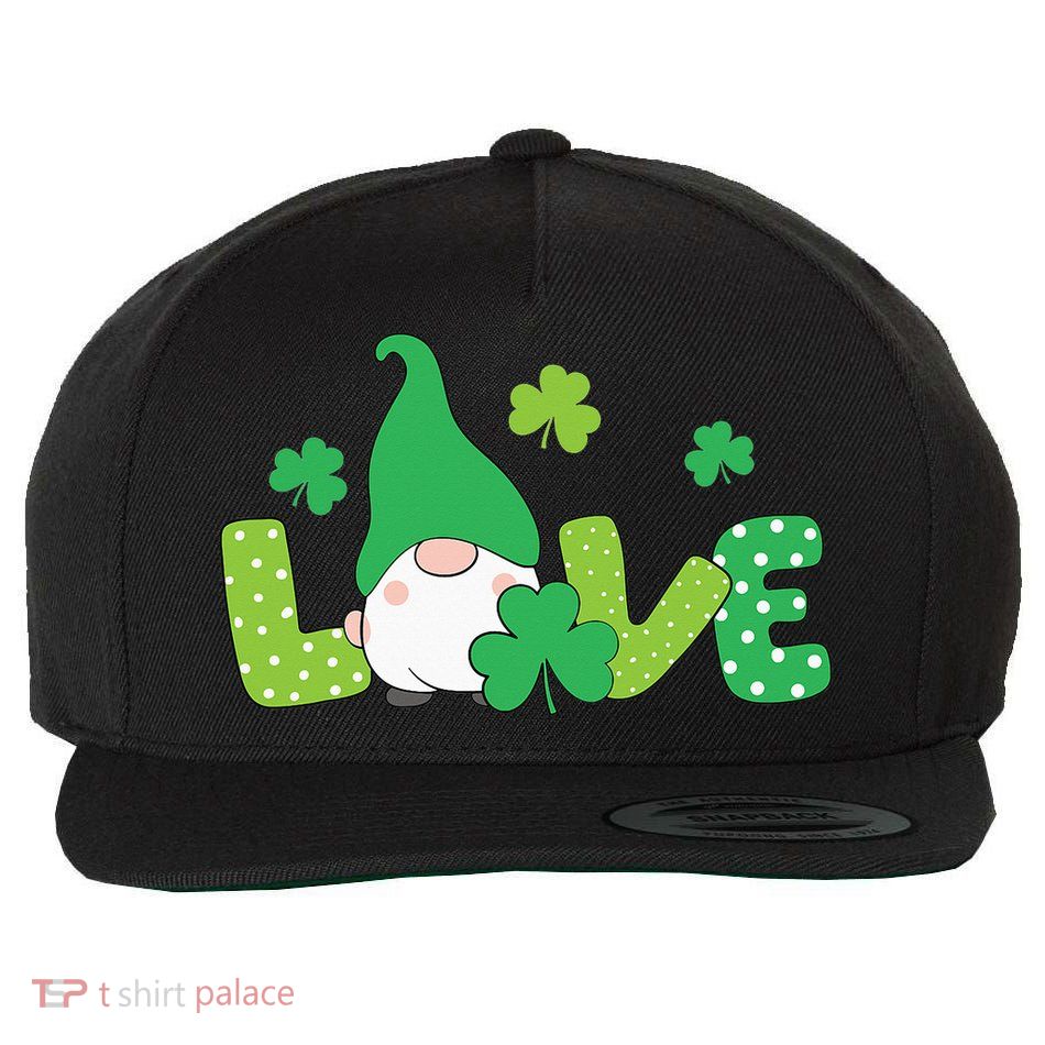Bleached LOVE St Patricks Day Gnomes Shamrock Wool Snapback Cap
