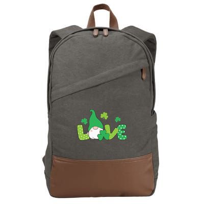 Bleached LOVE St Patricks Day Gnomes Shamrock Cotton Canvas Backpack