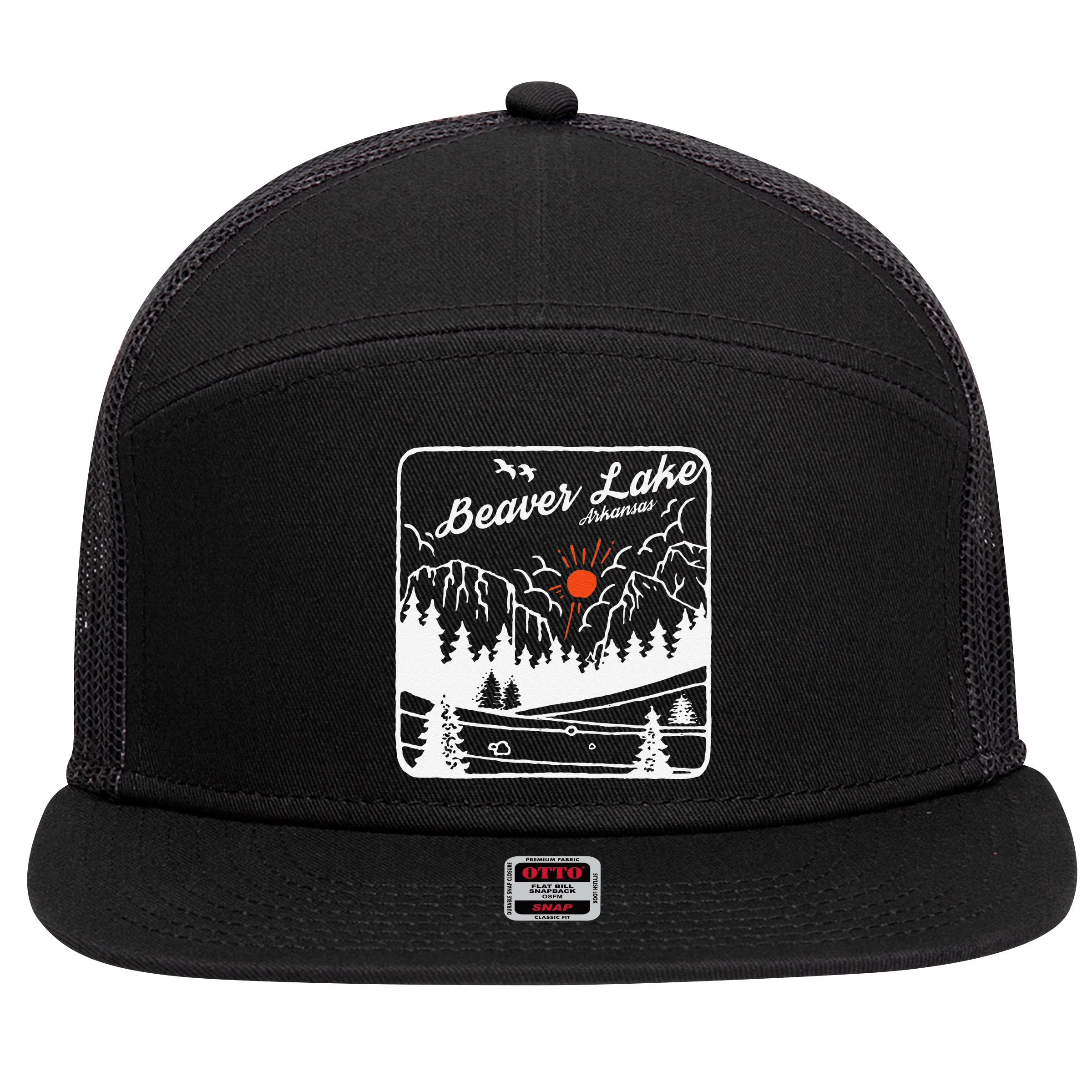 Beaver Lake Souvenir Fishing Vintage AR Map Gifts Arkansas 7 Panel Mesh Trucker Snapback Hat