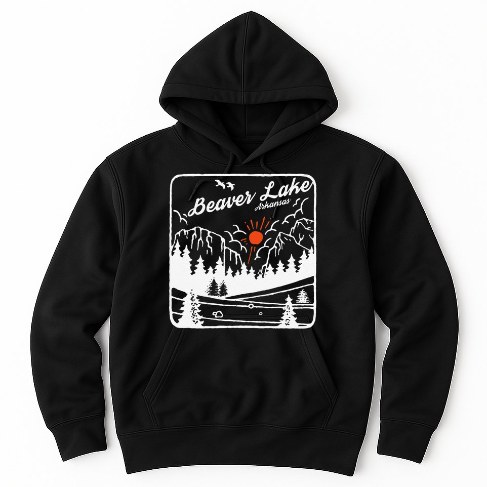 Beaver Lake Souvenir Fishing Vintage AR Map Gifts Arkansas Hoodie