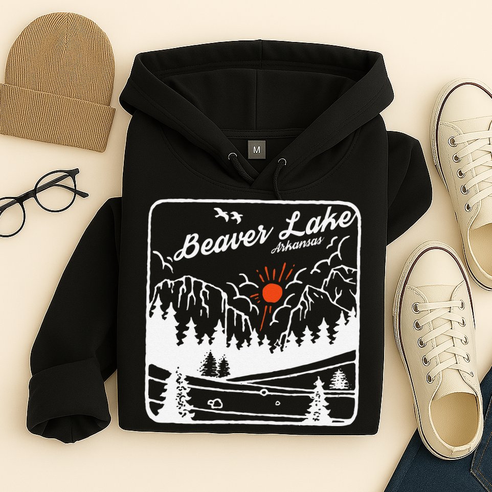 Beaver Lake Souvenir Fishing Vintage AR Map Gifts Arkansas Hoodie