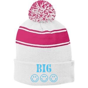 Big Little Sorority Reveal Big Smilies Retro Stripe Pom Pom Beanie