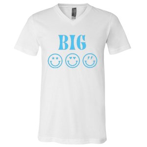 Big Little Sorority Reveal Big Smilies Retro V-Neck T-Shirt