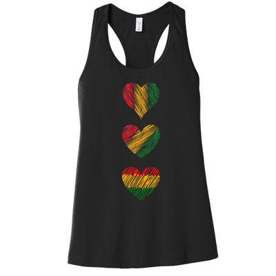 Black Love Soulful Couples Matching African Pride Colors Women's Racerback Tank