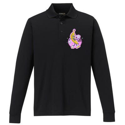 Banana Lover Summer Tropical Fruit Lover Banana Lover Performance Long Sleeve Polo