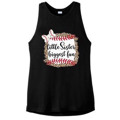 Baseball Little Sister Biggest Fan For Baseball Player Ladies PosiCharge Tri-Blend Wicking Tank