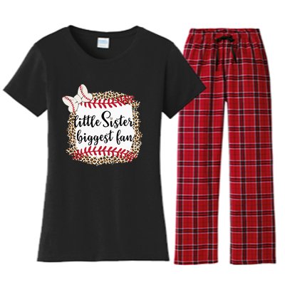 Baseball Little Sister Biggest Fan For Baseball Player Women's Flannel Pajama Set