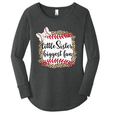 Baseball Little Sister Biggest Fan For Baseball Player Women's Perfect Tri Tunic Long Sleeve Shirt