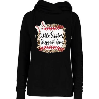 Baseball Little Sister Biggest Fan For Baseball Player Womens Funnel Neck Pullover Hood